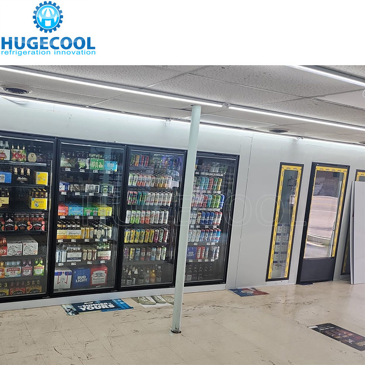 Walk in cooler beer cave gas station cooler with glass doors